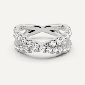 1 ctw Round Diamond Crossover Fashion Rings
