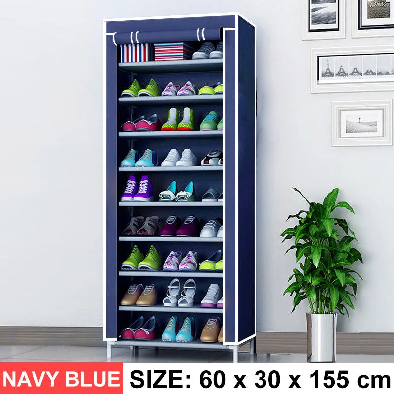 10 Tier DIY Shoe Rack Portable Storage Cabinet Organiser Wardrobe Dustproof