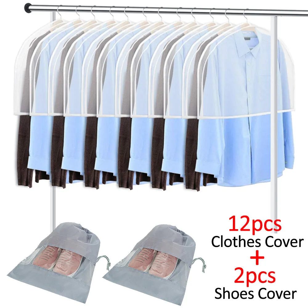 12PCS Shoulder Covers for Clothes Dust Clothes Cover Breathable Waterproof Clothes Bag  Waterproof Dustproof Plastic Clothes Covers for Wardrobe Storage and Travel