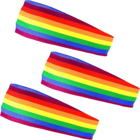 3 Pieces Rainbow Headband Sweat Wicking Headband Colorful Sweatbands Sports Rainbow Headbands Work Men Women Pride Accessories Decor