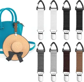 8 PCS Clothing Hat Clip for Travel on Bag Hats Clip for Hanging Hacks Travel Hat Holder Hands Free Traveling Straw Portable Traveling Accessories for Wallet, Backpack, Luggage, Handbag