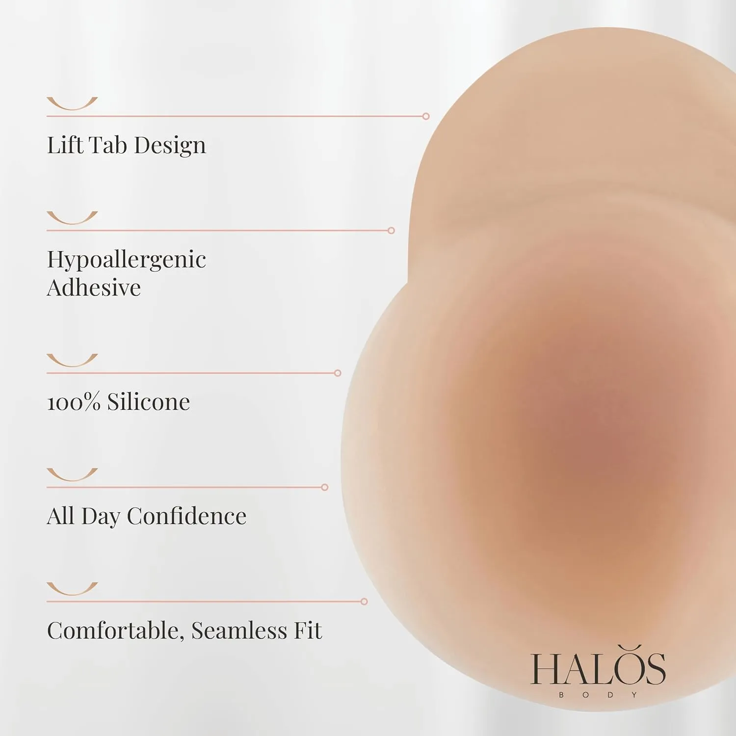 Adhesive Silicone Nipple Covers with Lift Tab - Womens Reusable Pasties for Bra-Free Lift - Includes Keepsake Box