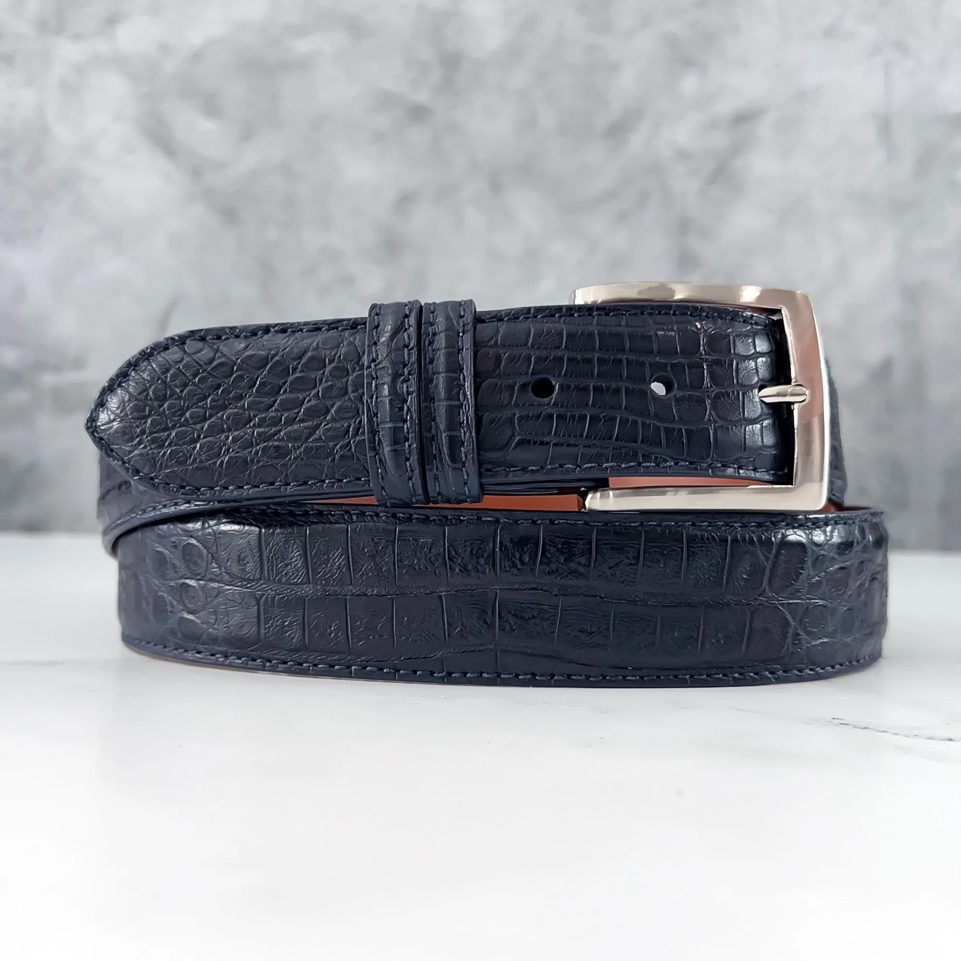 Argentine Caiman Belt: Navy