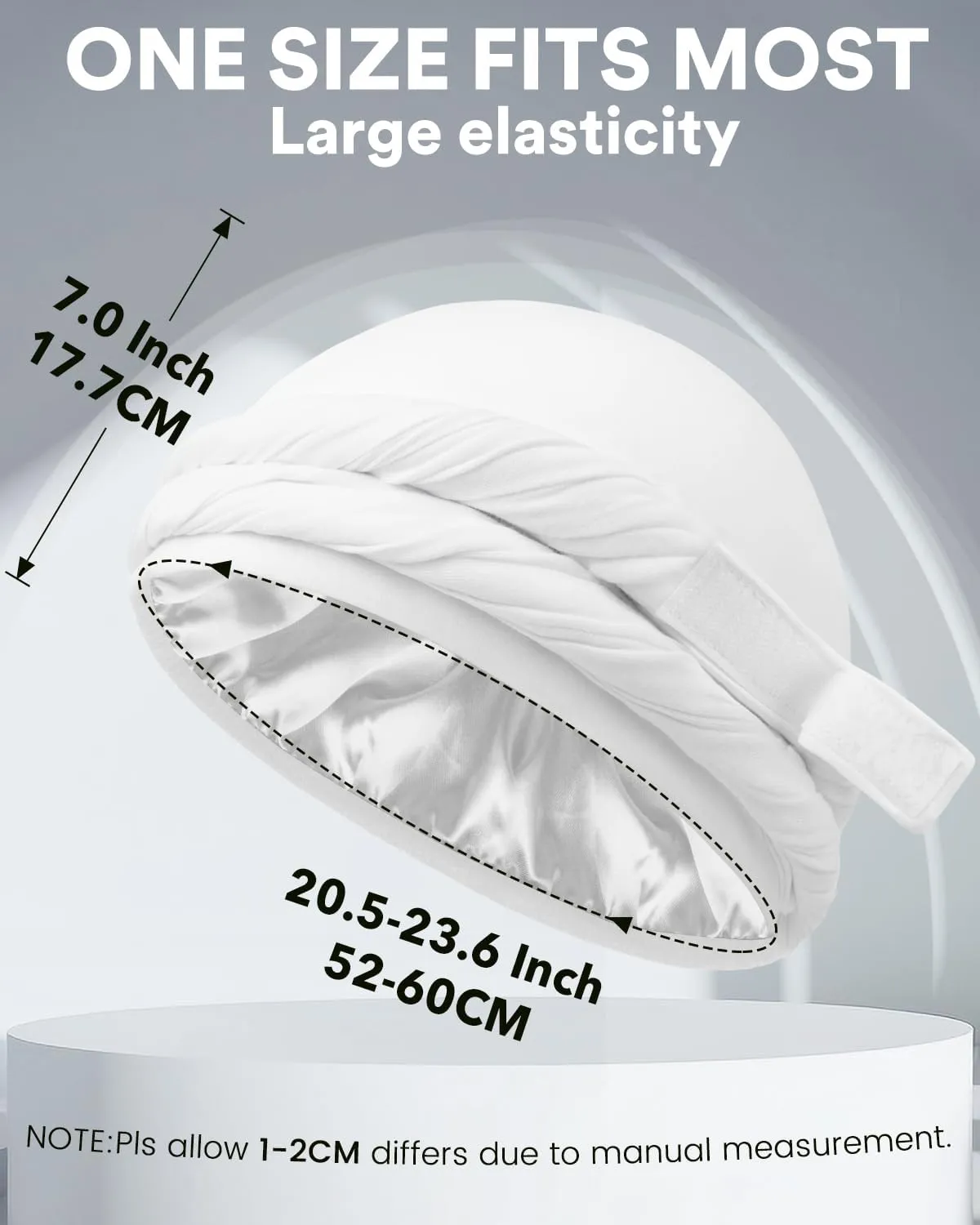 BEACE Turban for Men & Women, Silk Satin Lined Pre-Tied Halo Turban Durag Head Wrap Skull Cap Beanie Hair Cover for Sleeping