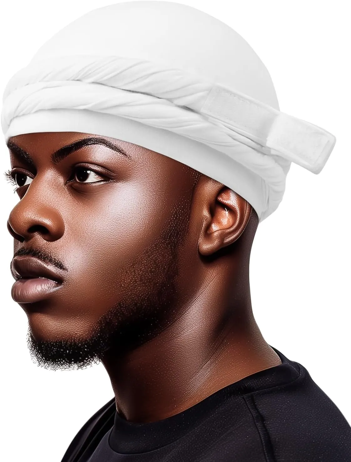 BEACE Turban for Men & Women, Silk Satin Lined Pre-Tied Halo Turban Durag Head Wrap Skull Cap Beanie Hair Cover for Sleeping