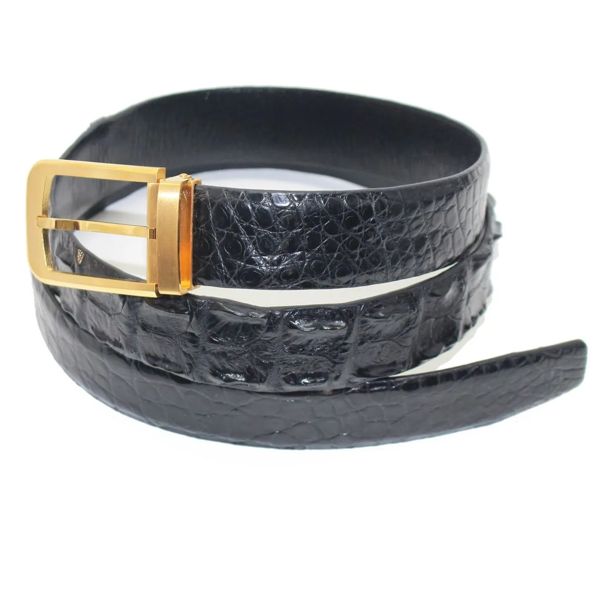 Black Genuine Alligator CROCODILE Leather Skin Men's Belt, Size 30-42