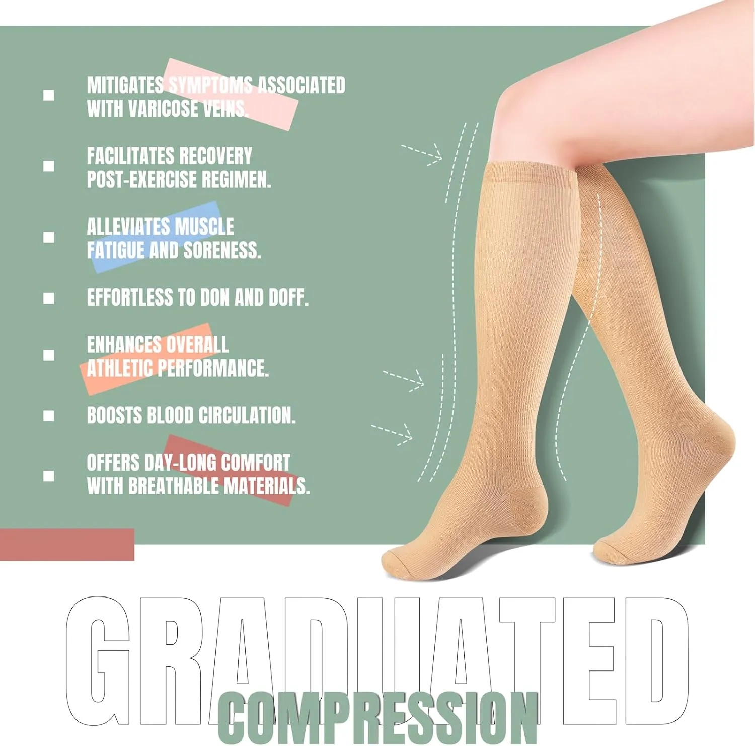 bropite Compression Socks for Women & Men 8 Pairs Circulation-Compression Socks 20-30 mmhg-Best for Running,Nurse,Travel,Yoga