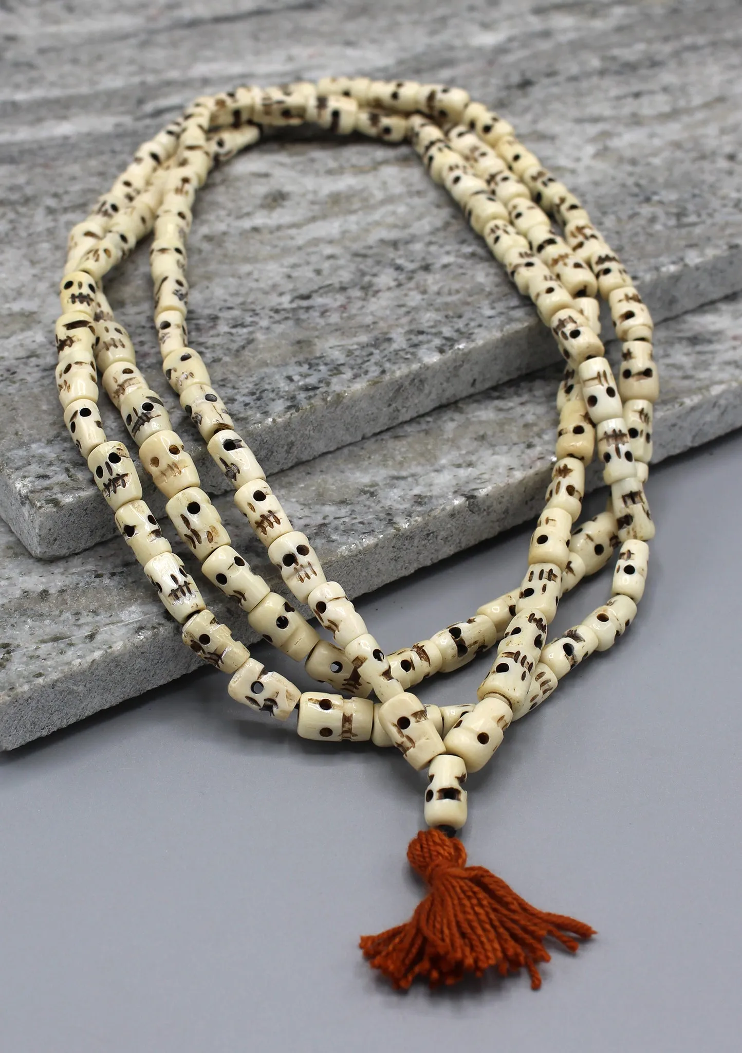 Buddhist Off White Skull Prayer Mala