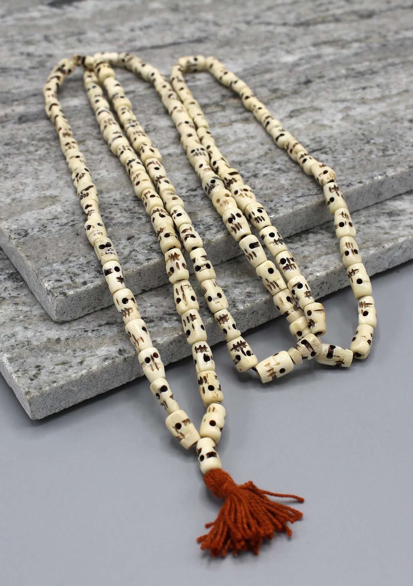 Buddhist Off White Skull Prayer Mala