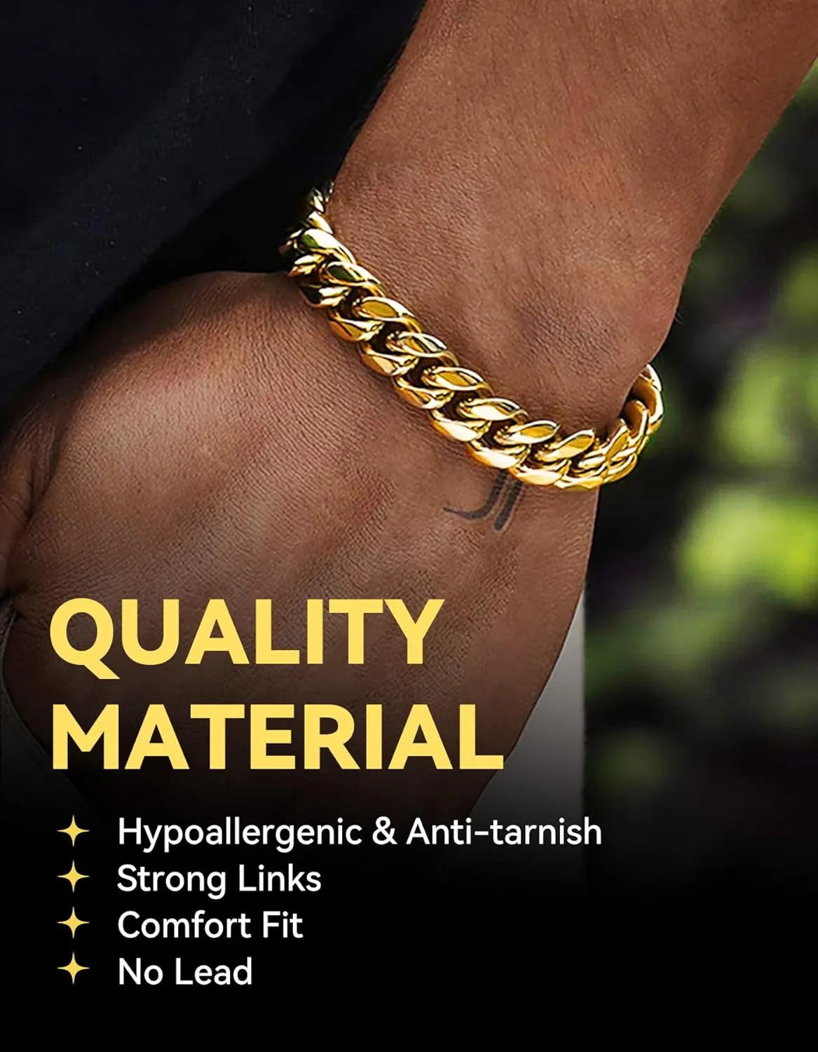 ChainsHouse Cuban Link Bracelet for Men, Stainless Steel Mens Bracelet 3MM/6MM/9MM/12MM Width Cuban Chain Wrist Bracelets, 6.3"-8.3" Length, Send Gift Box