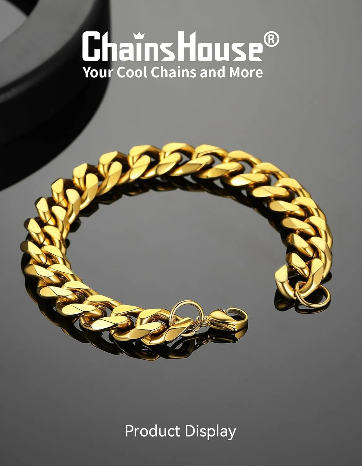ChainsHouse Cuban Link Bracelet for Men, Stainless Steel Mens Bracelet 3MM/6MM/9MM/12MM Width Cuban Chain Wrist Bracelets, 6.3"-8.3" Length, Send Gift Box