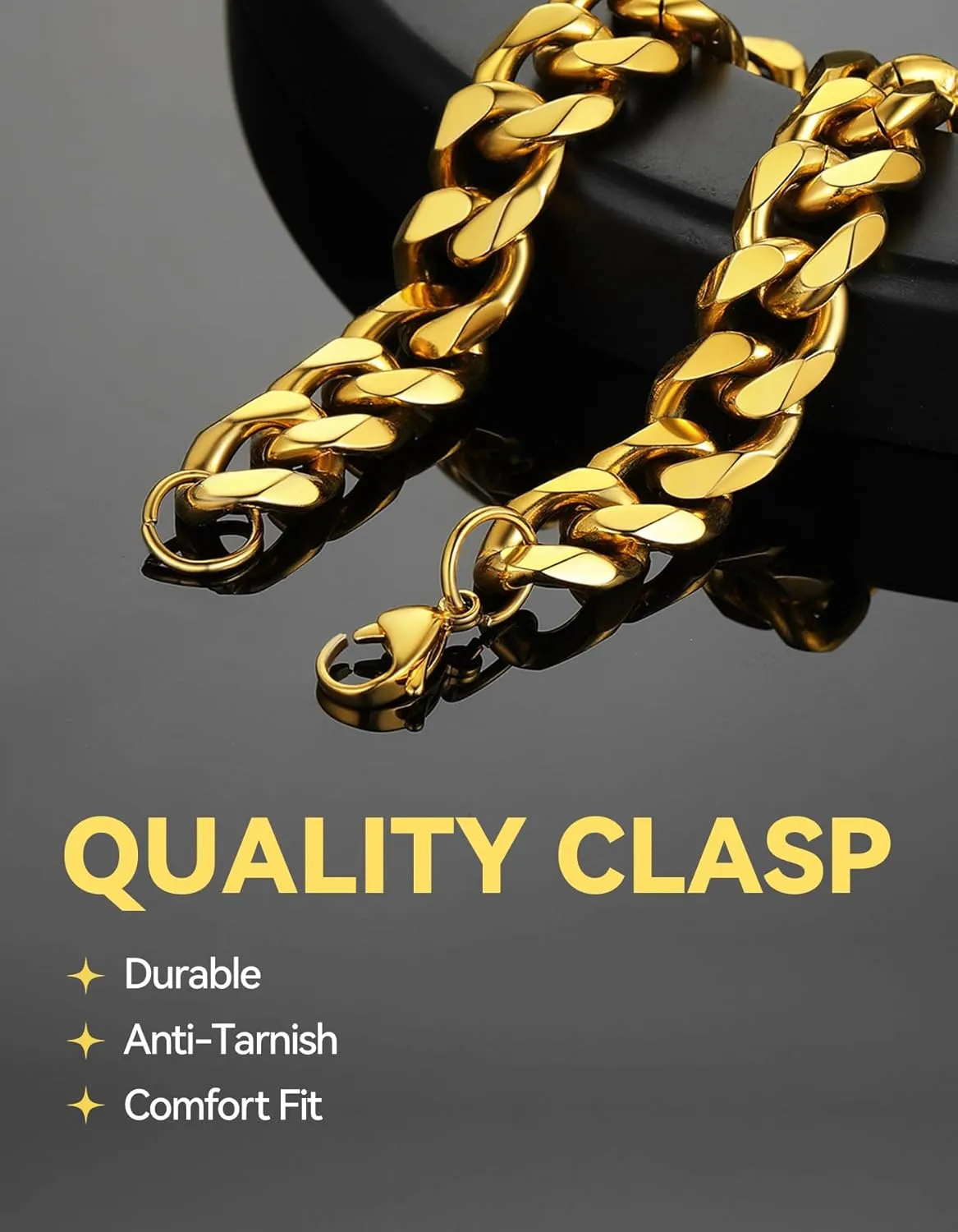 ChainsHouse Cuban Link Bracelet for Men, Stainless Steel Mens Bracelet 3MM/6MM/9MM/12MM Width Cuban Chain Wrist Bracelets, 6.3"-8.3" Length, Send Gift Box