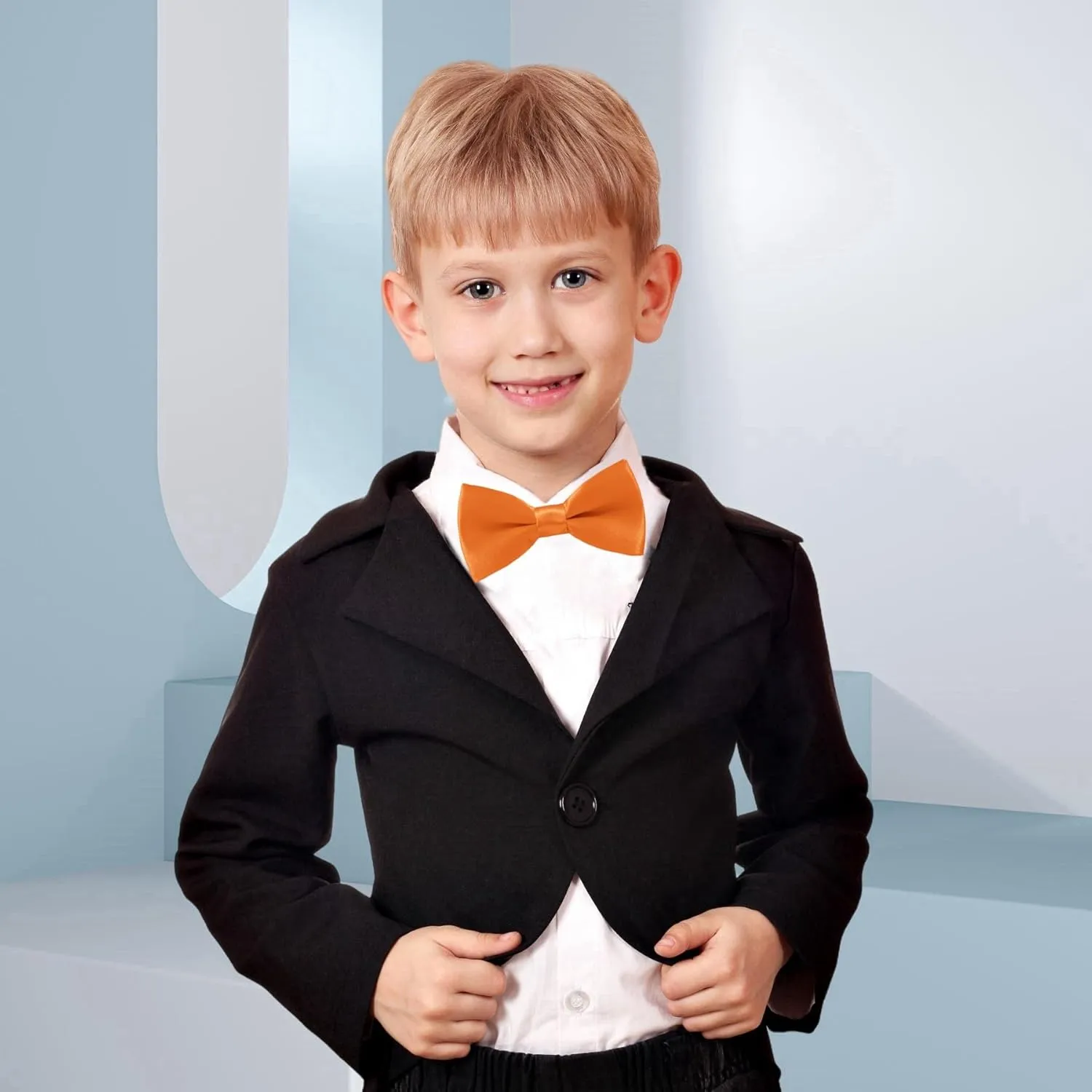 Classic Adjustable Neck Bow Tie - Solid Color Satin Bow Tie for Boy Wedding Party Dress Up