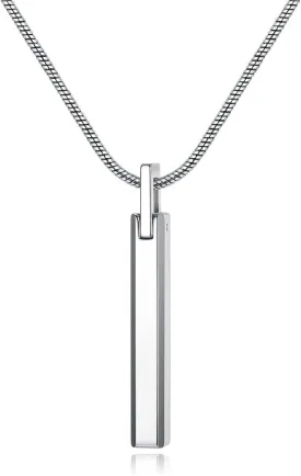 COAI Tungsten Bar Necklace for Men, Men's Pendant Necklace God/Silver 20"-26"
