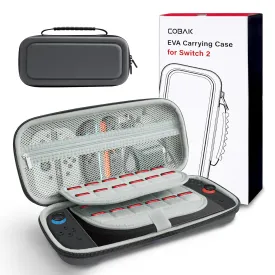 CoBak Large Capacity Carrying Case for Nintendo Switch 2 ( 2025 ) , Ultra Slim Premium EVA Travel Pouch with 24 Game Cartridges, Screen Protective Cover, Accessories Storage Bag, Gray