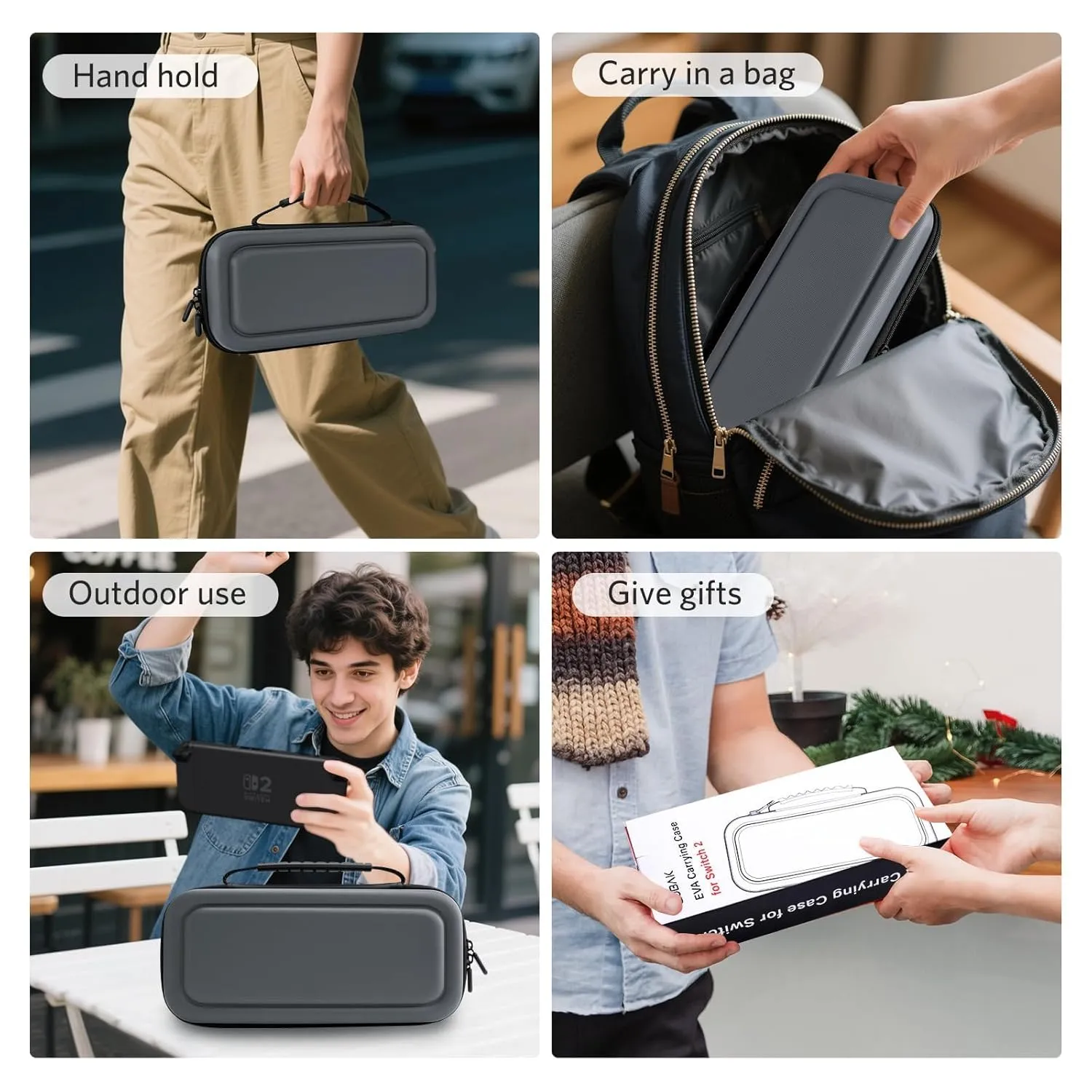 CoBak Large Capacity Carrying Case for Nintendo Switch 2 ( 2025 ) , Ultra Slim Premium EVA Travel Pouch with 24 Game Cartridges, Screen Protective Cover, Accessories Storage Bag, Gray