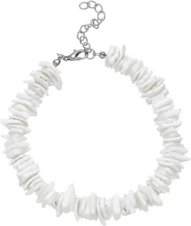 COLORFUL BLING White Puka Shell Necklace Anklet Bracelet Bohemian Natural Shell Choker Adjustable Necklace Beachy Beaded Summer Seashell Hawaiian Jewelry for Women Men