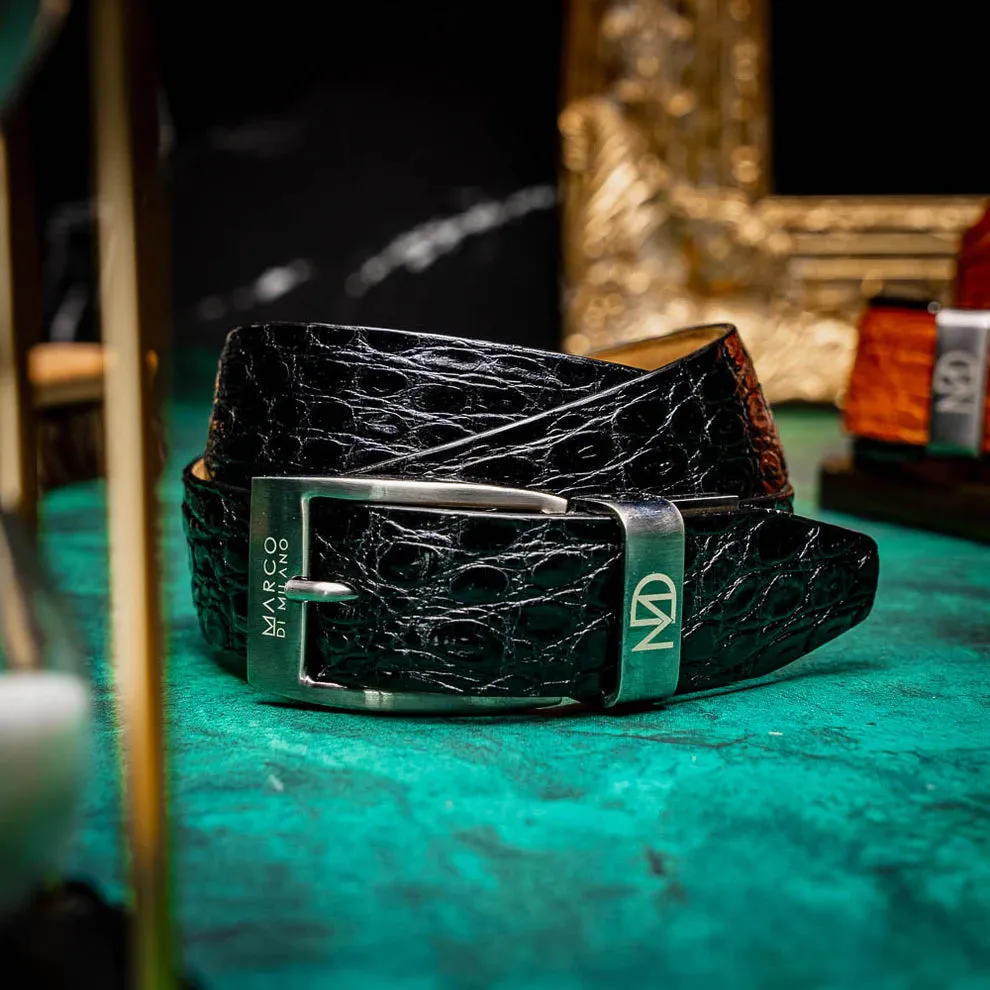Crocodile Flank Belt 103 - Black