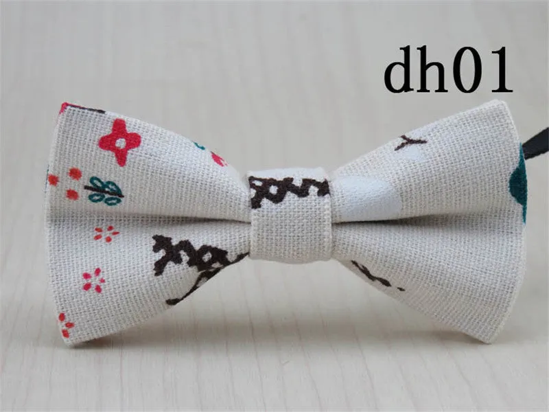 Cute Baby Bow tie Boys Girls Bowtie Kids Bow Ties Cotton Linen Multi Pattern Pyramid /Sailboat /Flower /Star Bowties