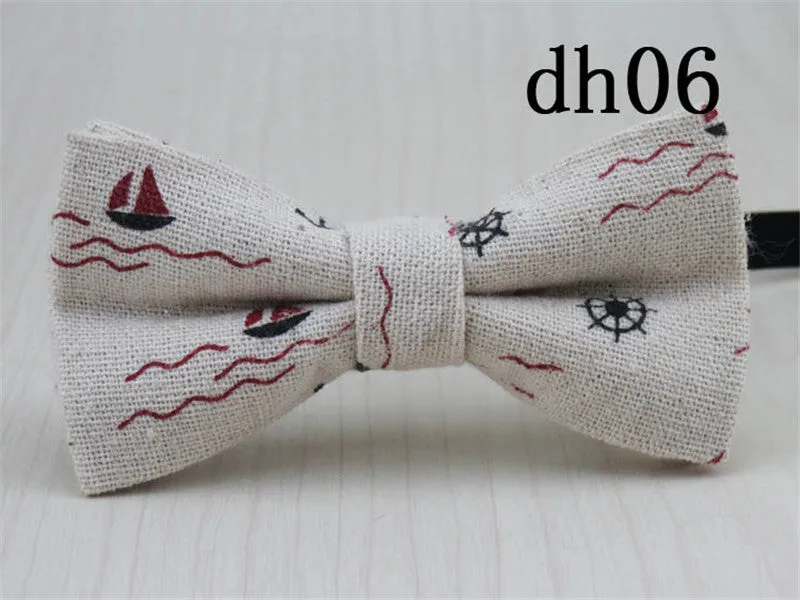 Cute Baby Bow tie Boys Girls Bowtie Kids Bow Ties Cotton Linen Multi Pattern Pyramid /Sailboat /Flower /Star Bowties