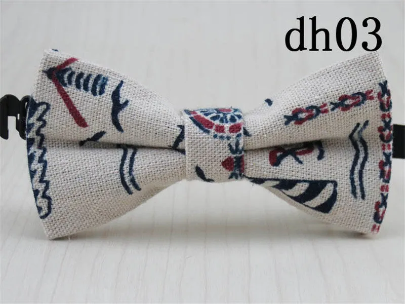 Cute Baby Bow tie Boys Girls Bowtie Kids Bow Ties Cotton Linen Multi Pattern Pyramid /Sailboat /Flower /Star Bowties