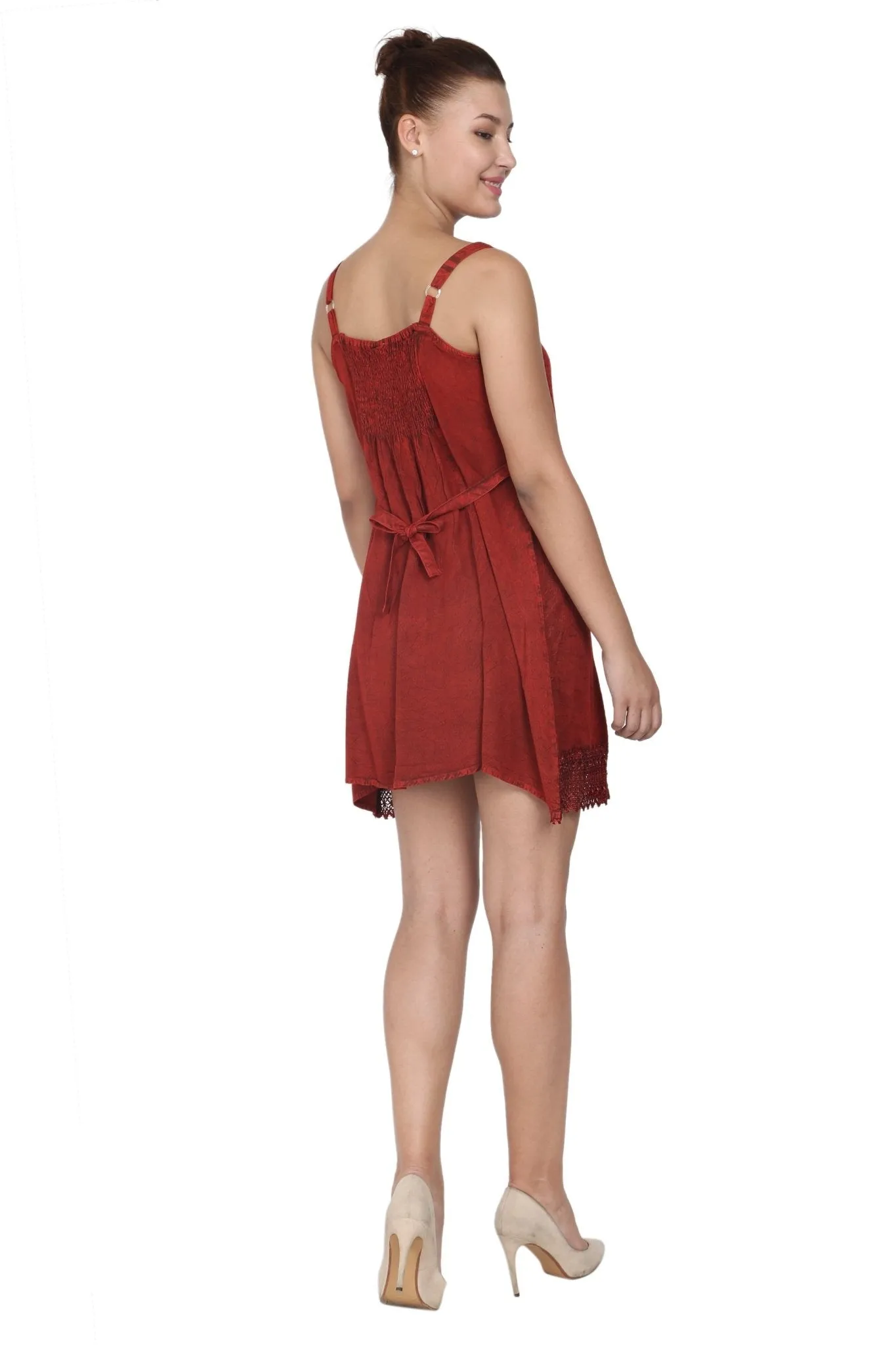 Embroidered Mid-Length Acid Wash Renaissance Dress (S/M-1X/2X) 161112