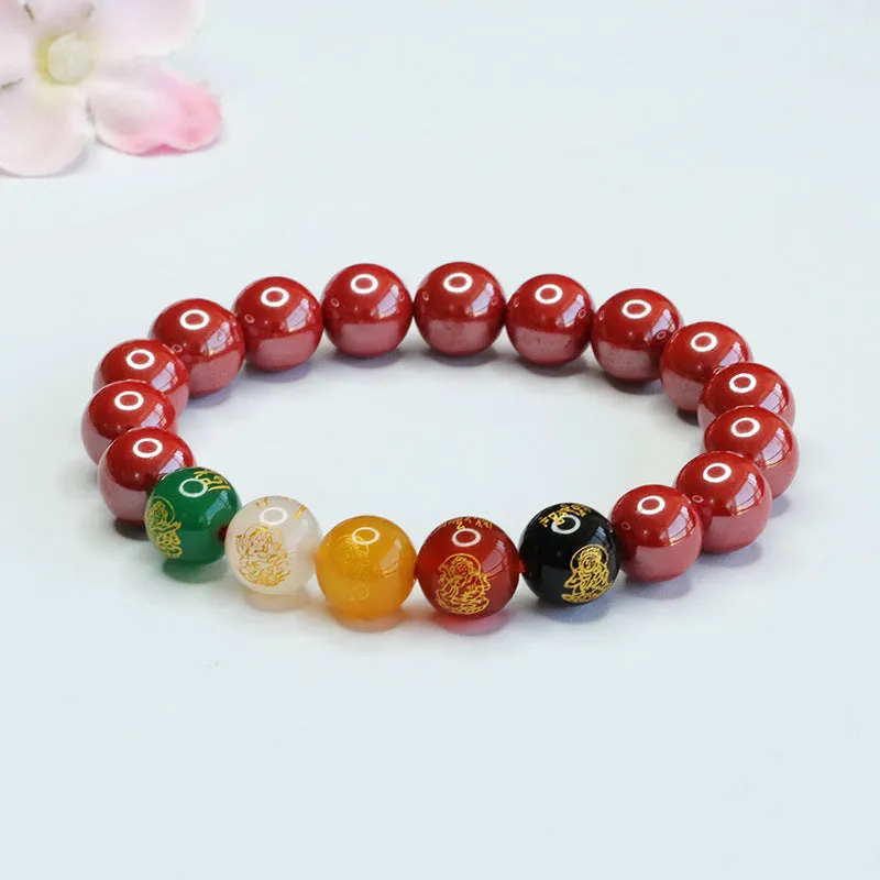 Emperor Sand Fifth Road Fortune's Favor Sterling Silver Bracelet with Cinnabar Stone and Agate