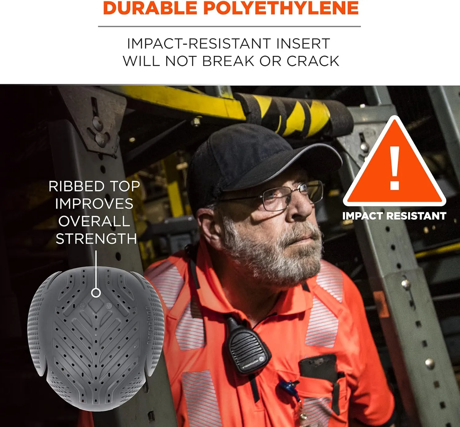 Ergodyne Skullerz 8945F(x) Universal Bump Cap Insert with Extra Venting, Fits Into Any Baseball Hat, Charcoal