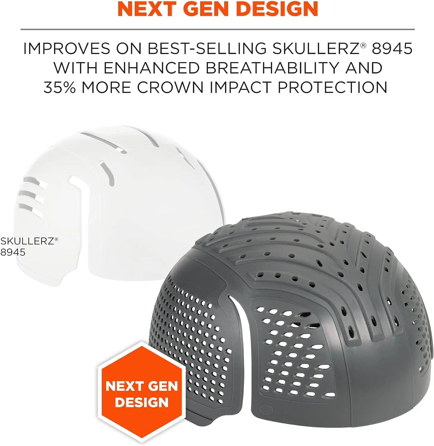 Ergodyne Skullerz 8945F(x) Universal Bump Cap Insert with Extra Venting, Fits Into Any Baseball Hat, Charcoal