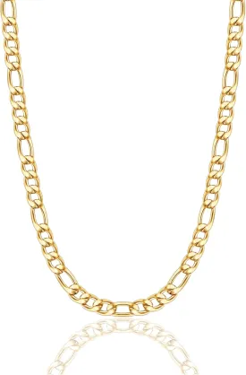 Father's Day Gifts Figaro Chain Necklace Stainless Steel Real Gold Plated Chains for Men Women Jewelry Gift for Men Women