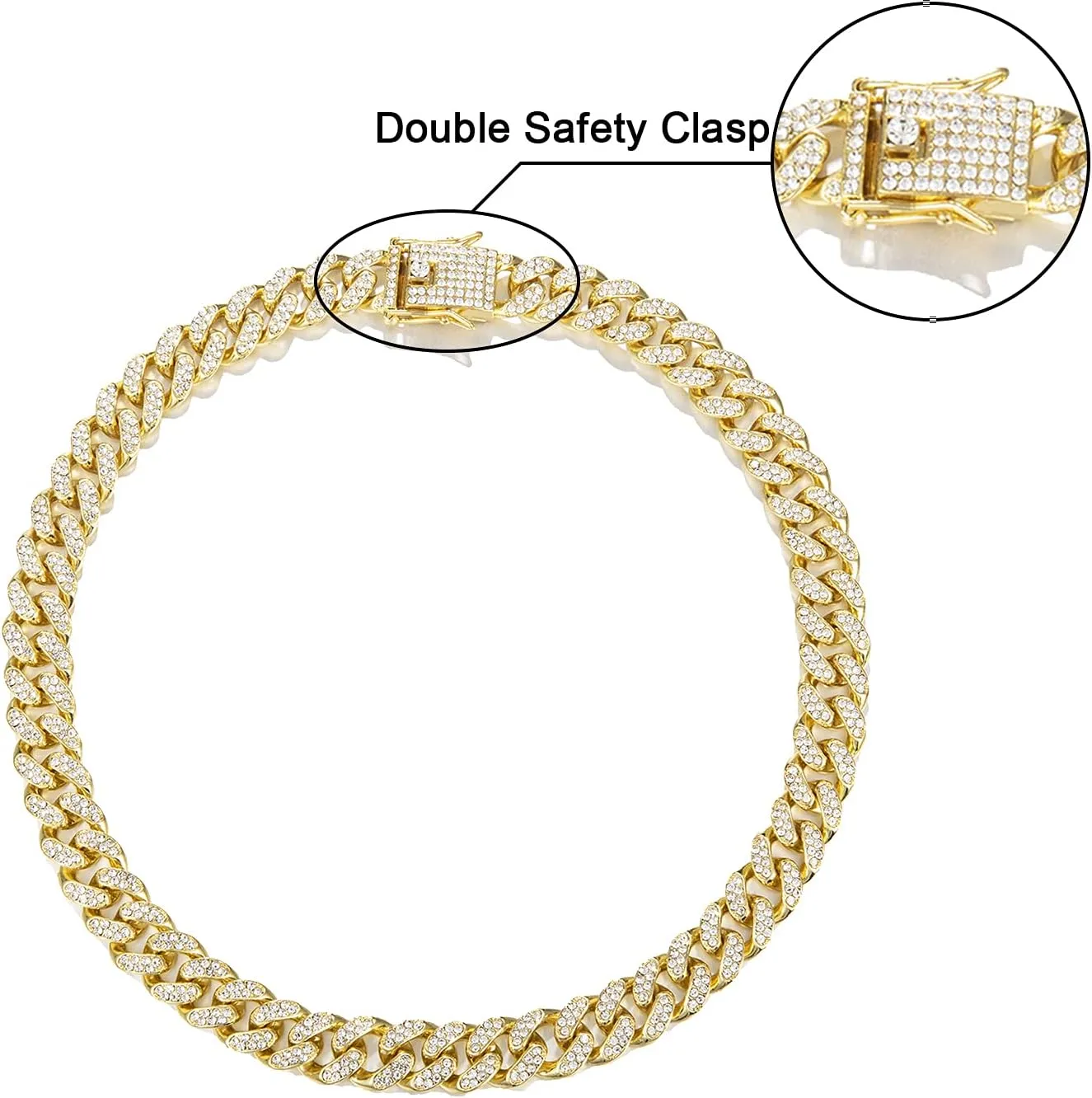 FEEL STYLE Mens Cuban Link Chain Gold Silver Plated Bling Miami Cuban Necklace Diamond Chain for Men 13MM Iced Out Hip Hop Jewelry 18-24inch