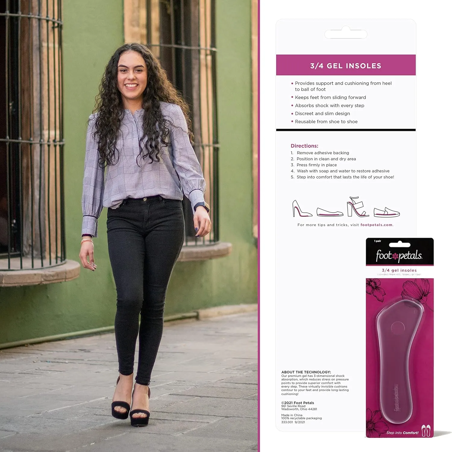 Foot Petals Womens  Insole Comfort Cushion