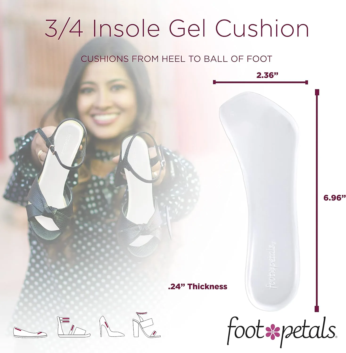 Foot Petals Womens  Insole Comfort Cushion
