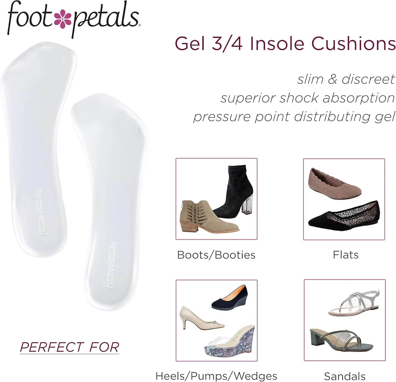 Foot Petals Womens  Insole Comfort Cushion