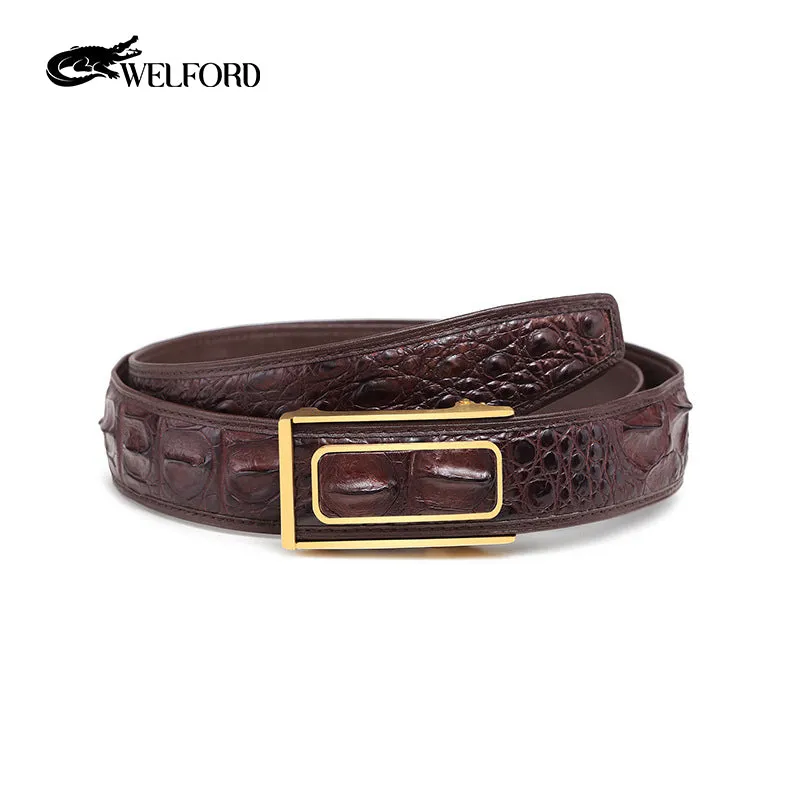 Genuine leather crocodile leather belt with automatic buckle