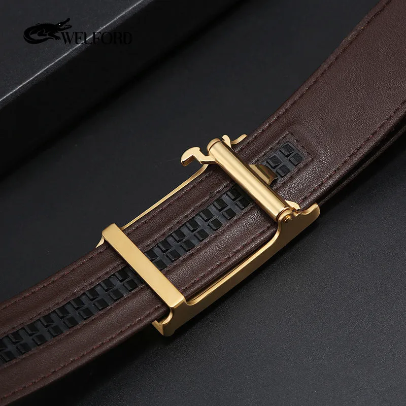 Genuine leather crocodile leather belt with automatic buckle