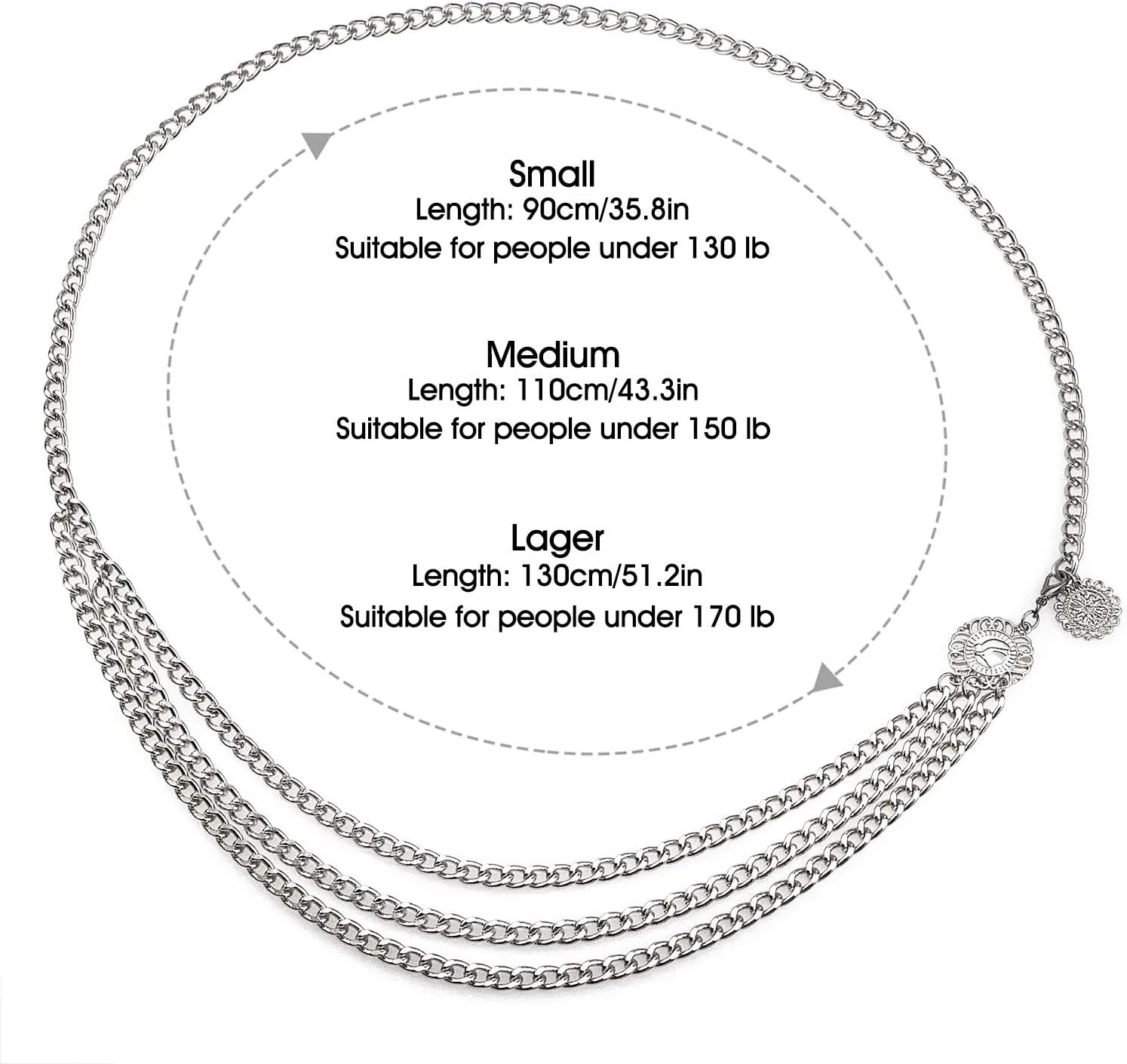 Glamorstar Multilayer Metal Waist Chain Dress Belts Metal Belt for Women