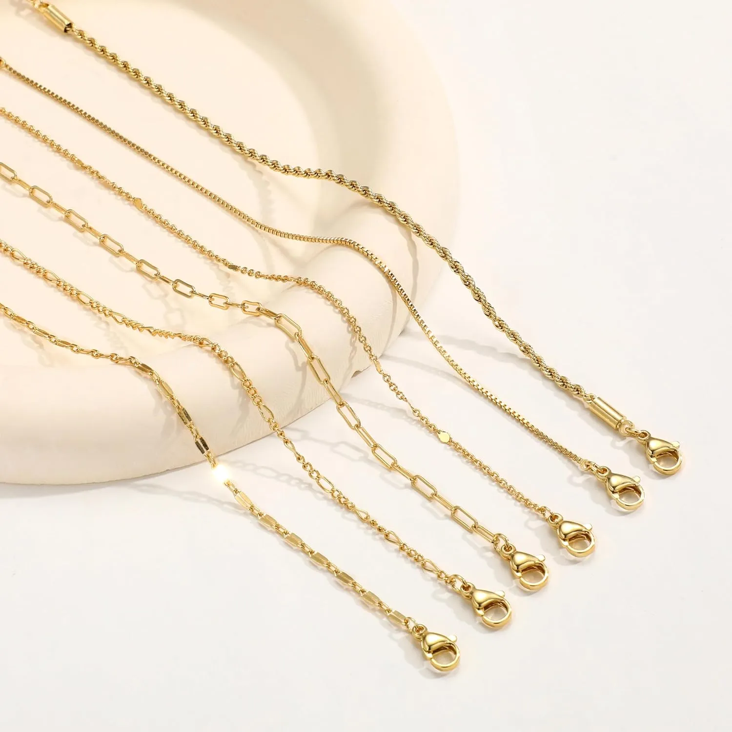 Gold Stack Bracelets for Women: Dainty Thin Bracelet Set Trendy 14K Gold Plated Waterproof Bracelets for Women Adjustable Tennis Beaded Figaro Rope Paperclip Box Link Bracelet Gold Jewelry