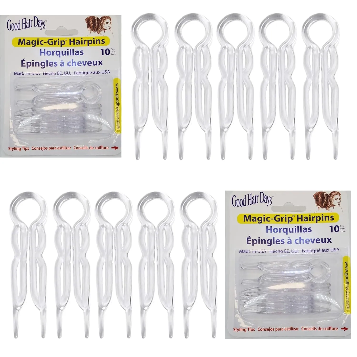 Hair Pins - Plastic, U-shaped Magic Grip Hairpins, Strong Durable Pins For Fine, Thick & Long Hair, Hair Styling Accessories, Set of 20 (Crystal)