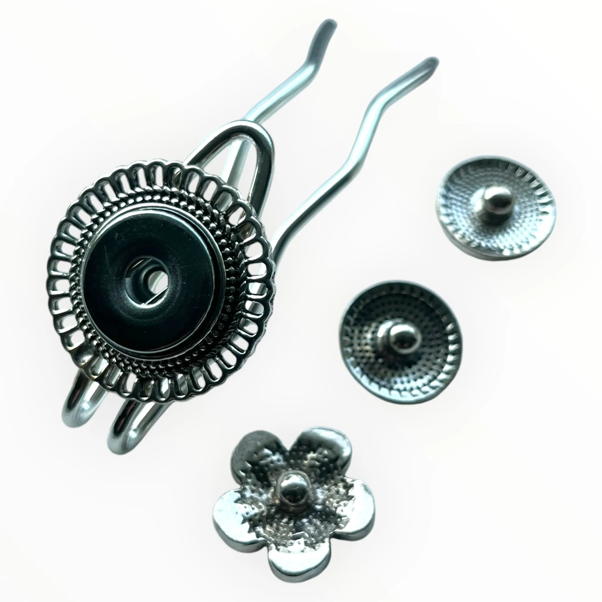 Hairpin Round- HAIRACCESSOIRE - incl. 3 gratis buttons naar keuze