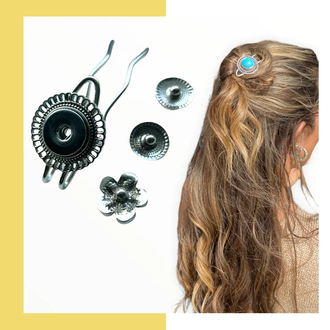 Hairpin Round- HAIRACCESSOIRE - incl. 3 gratis buttons naar keuze