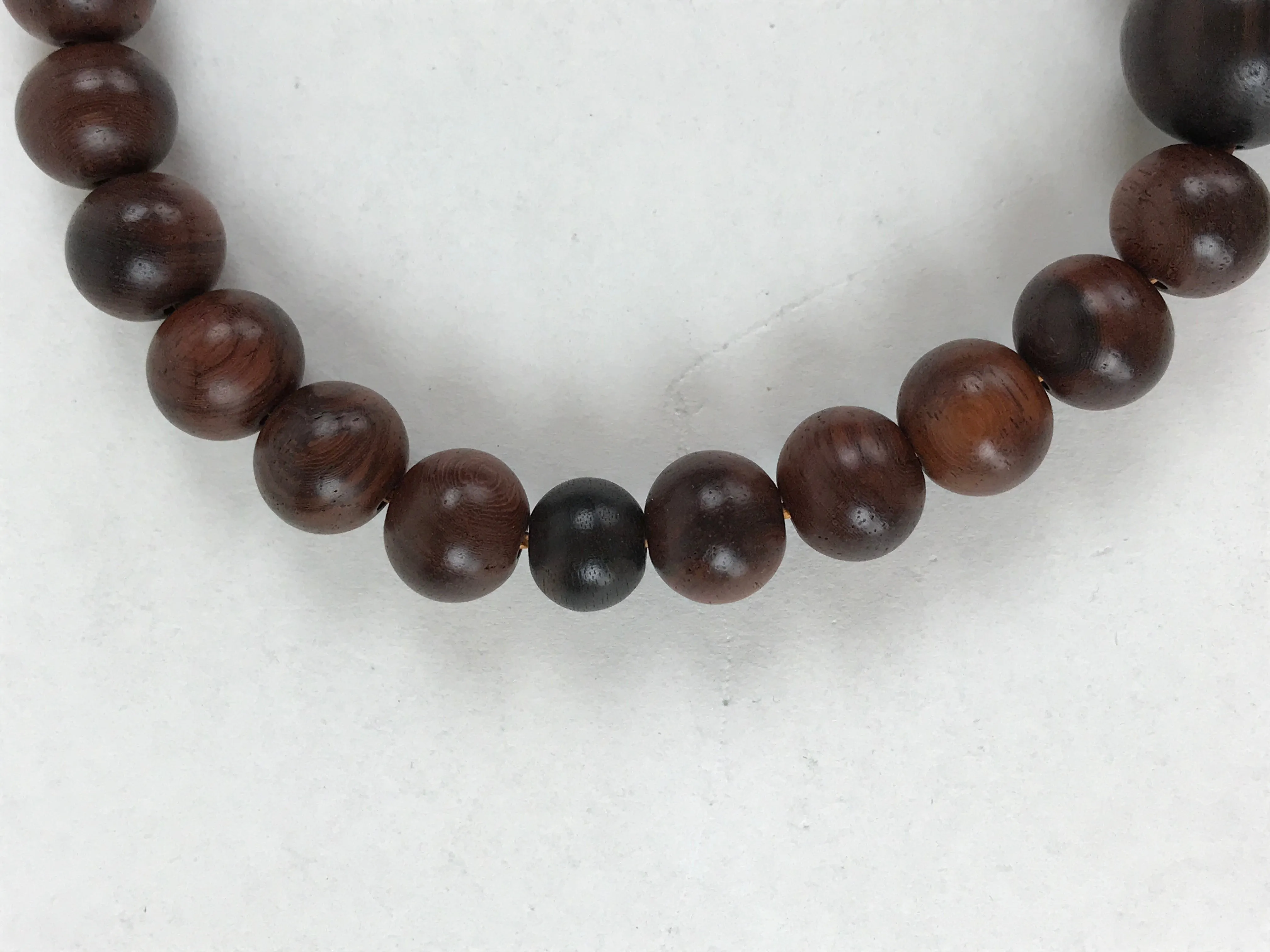 Japanese Buddhist Prayer Beads Bracelet Vtg Rosary Juzu Wood Dark Brown JZ130