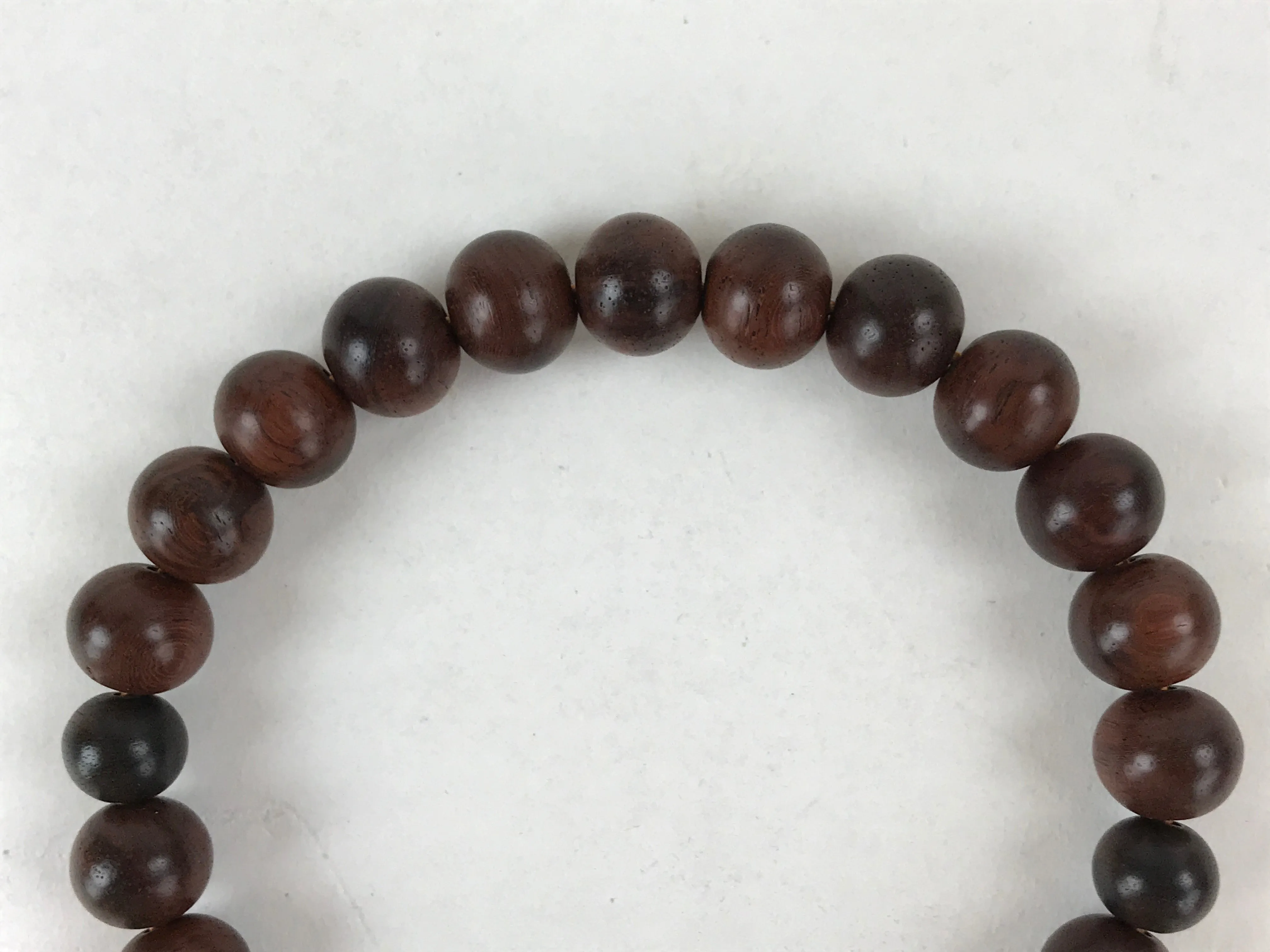 Japanese Buddhist Prayer Beads Bracelet Vtg Rosary Juzu Wood Dark Brown JZ130