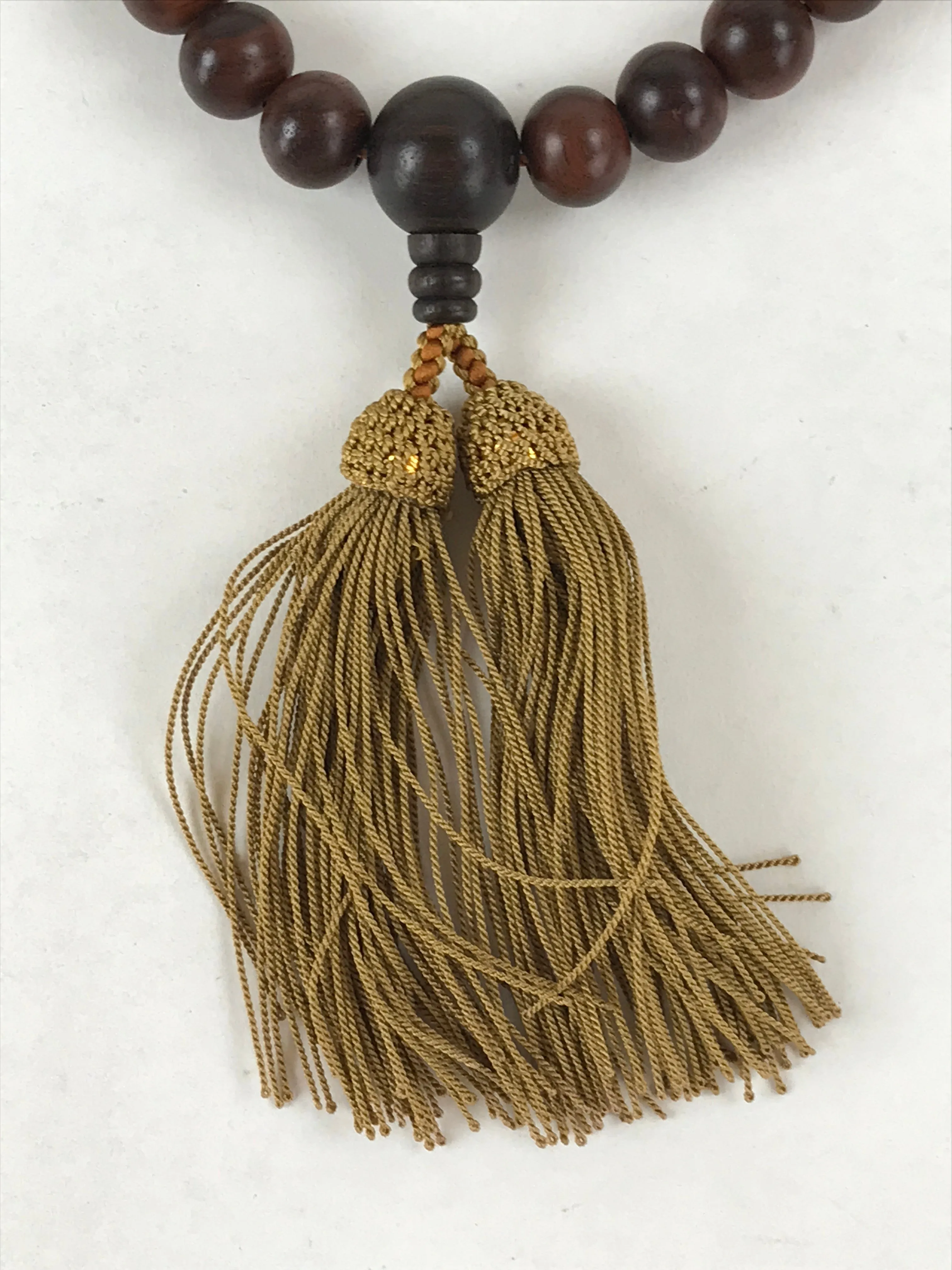 Japanese Buddhist Prayer Beads Bracelet Vtg Rosary Juzu Wood Dark Brown JZ130