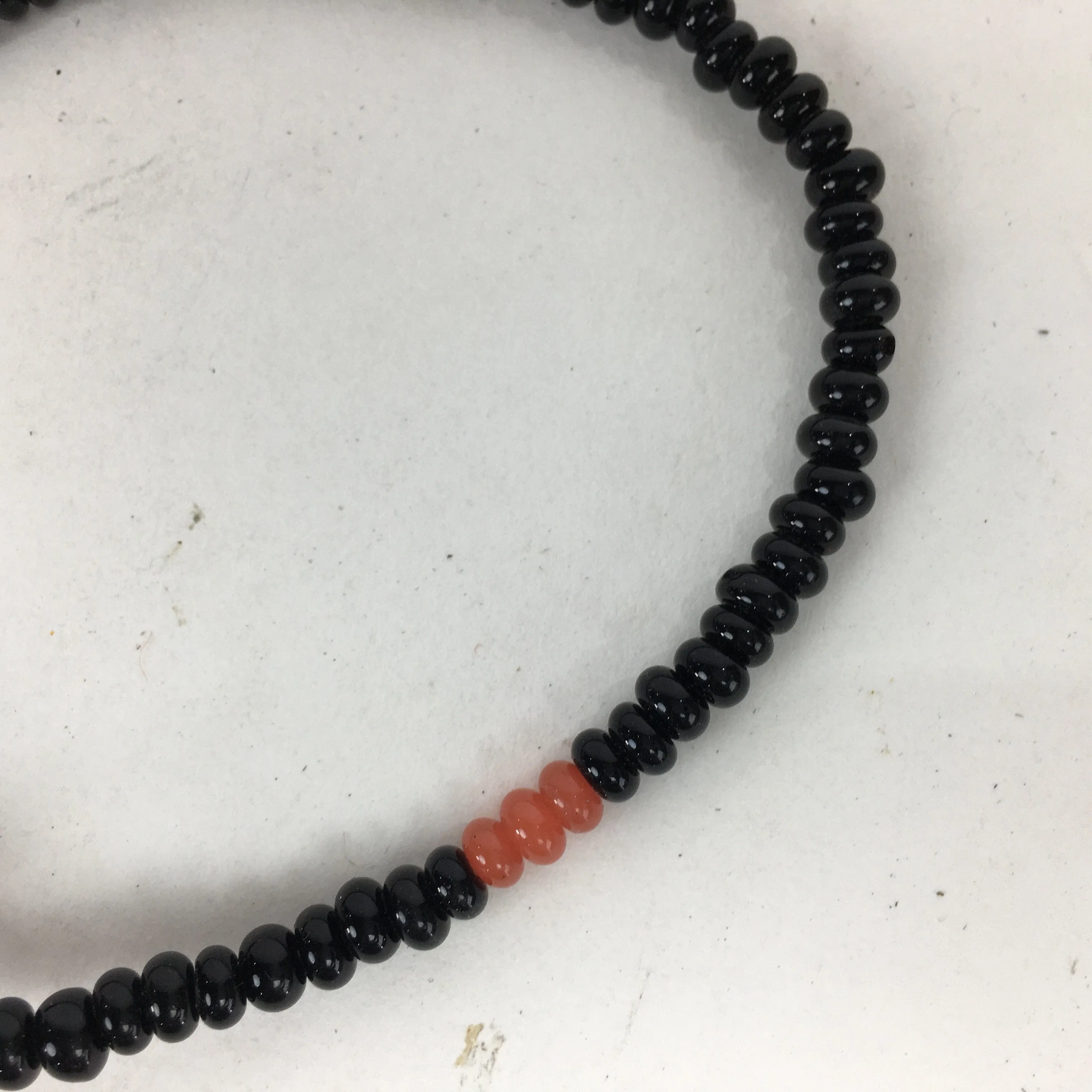 Japanese Buddhist Prayer Beads Stone Coral Vtg Black Juzu Rosary Bracelet JZ66