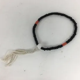 Japanese Buddhist Prayer Beads Stone Coral Vtg Black Juzu Rosary Bracelet JZ66