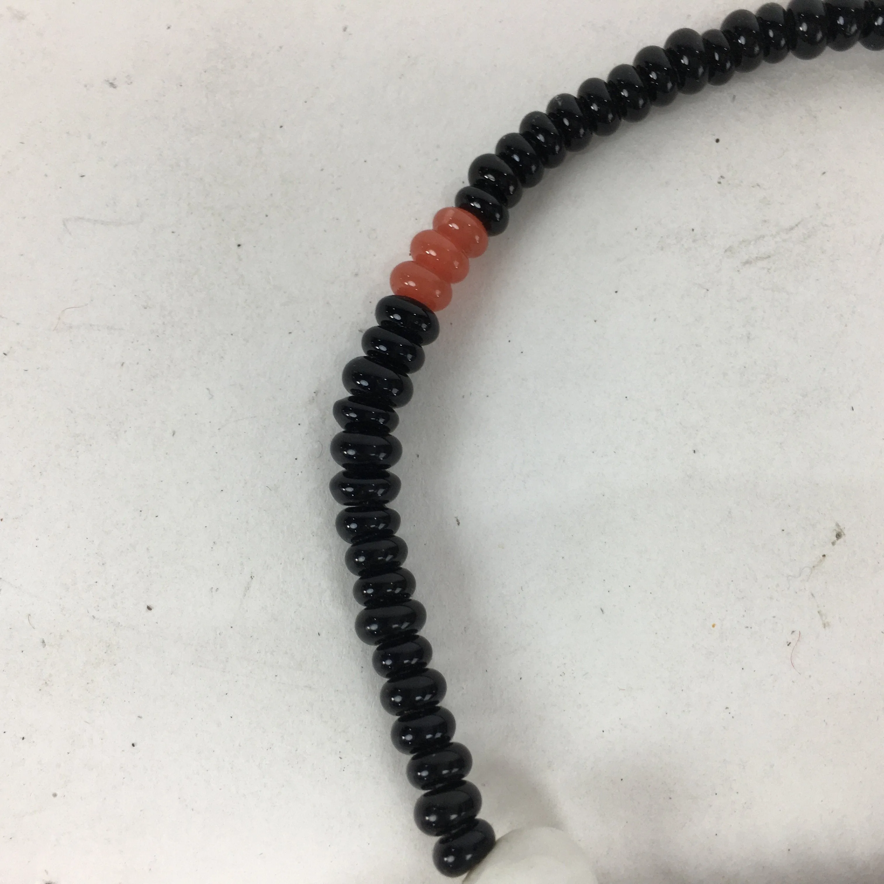 Japanese Buddhist Prayer Beads Stone Coral Vtg Black Juzu Rosary Bracelet JZ66