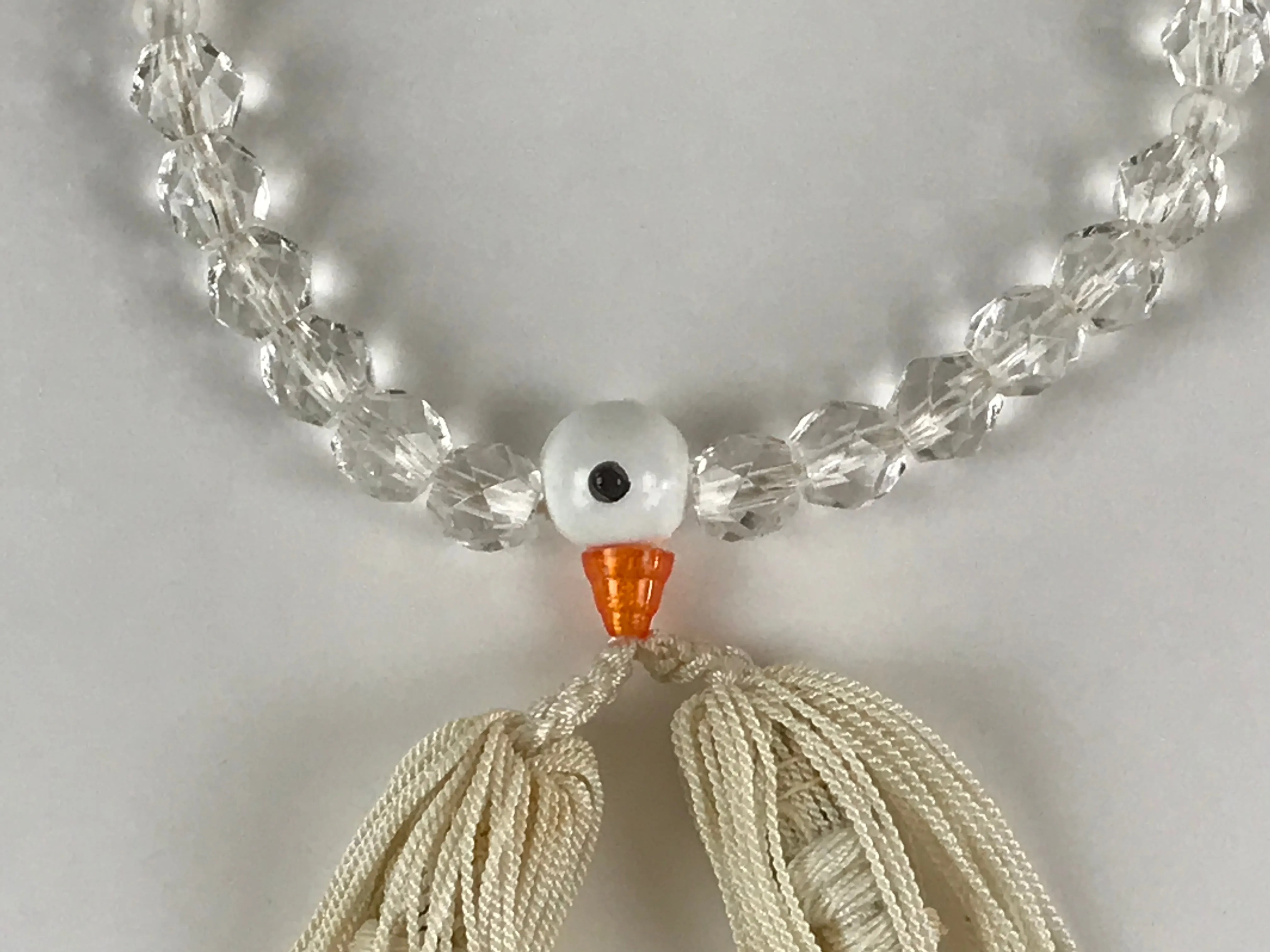 Japanese Buddhist Prayer Beads Vtg Juzu Rosary Bracelet Clear Beads JZ103