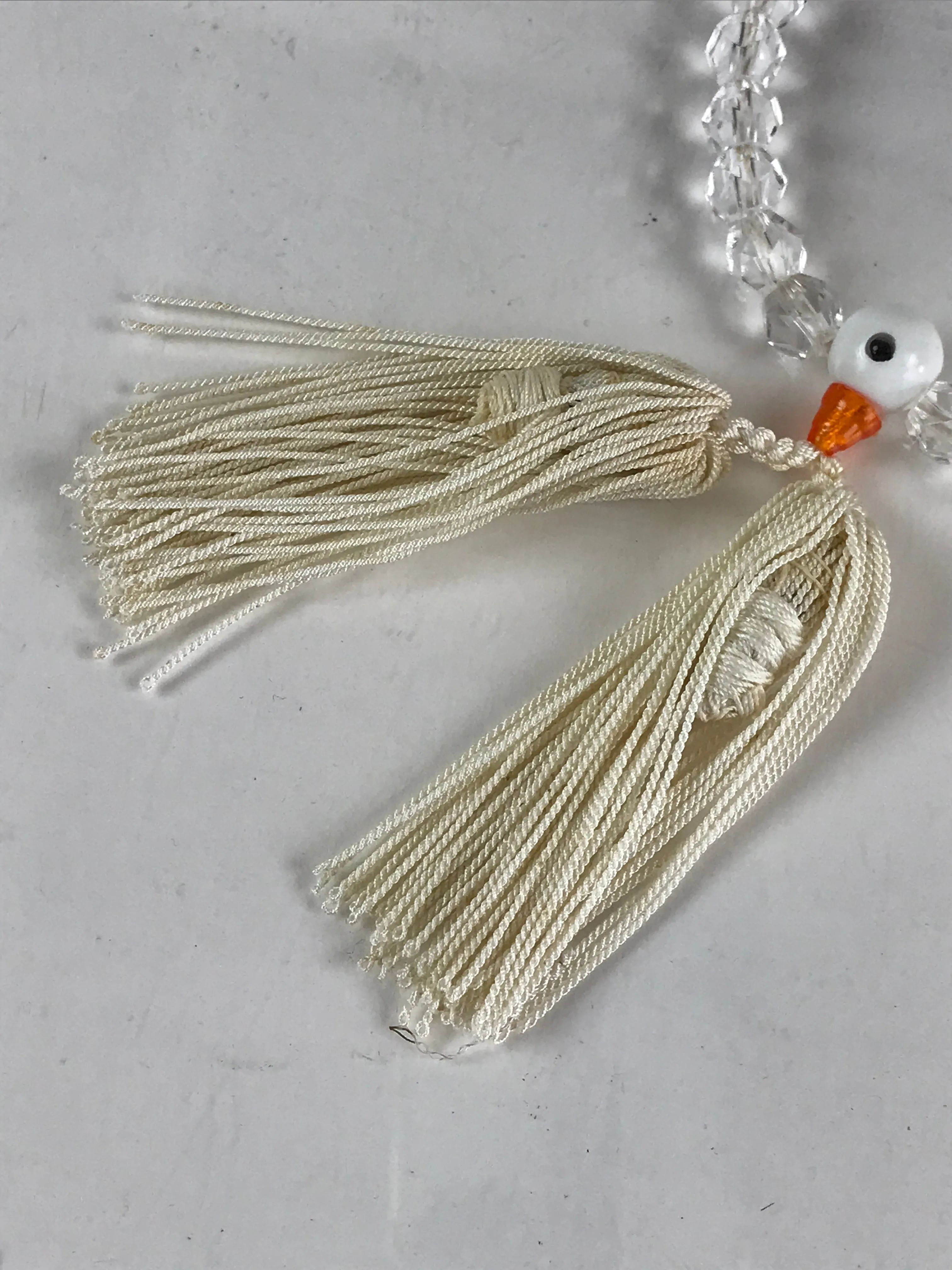Japanese Buddhist Prayer Beads Vtg Juzu Rosary Bracelet Clear Beads JZ103