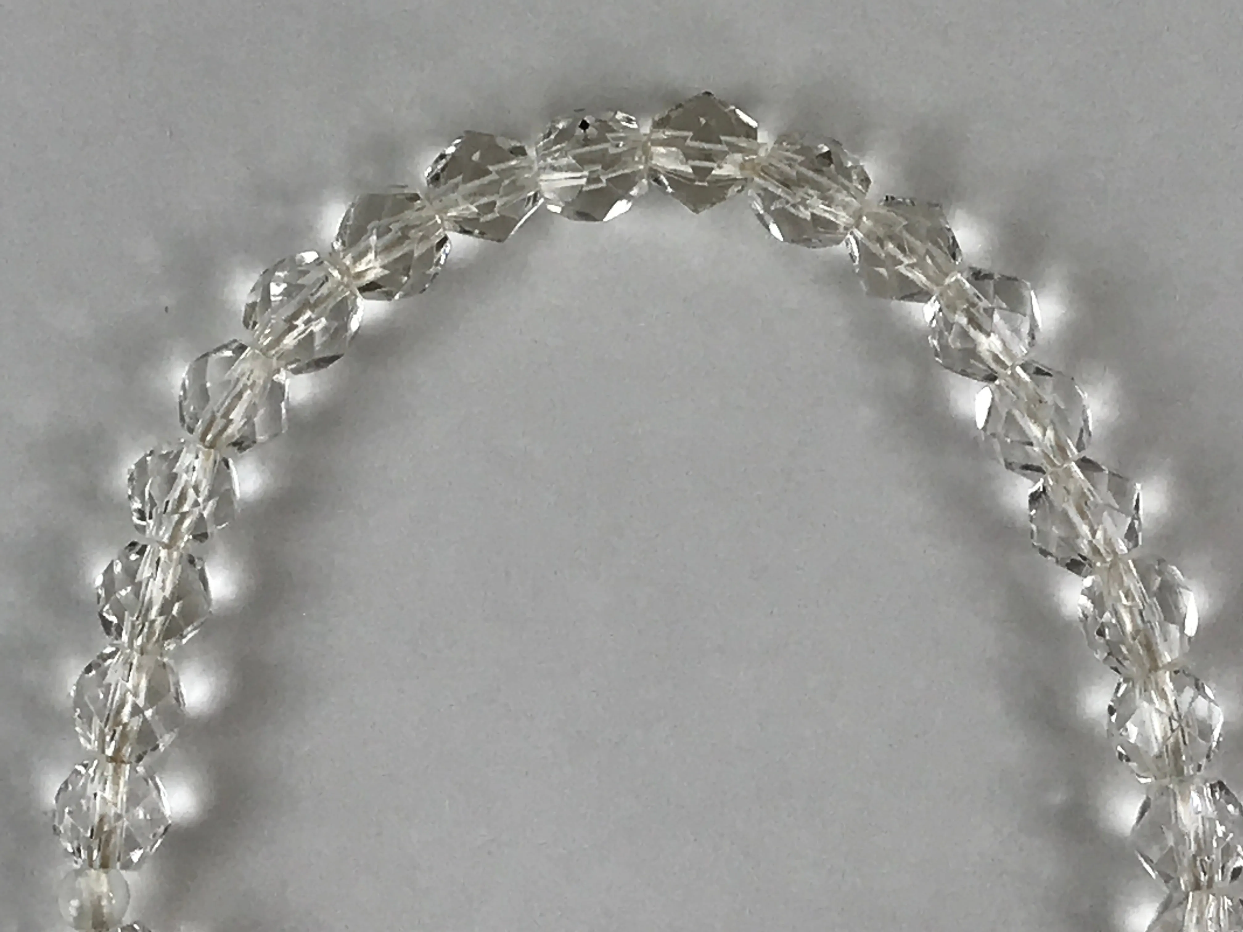 Japanese Buddhist Prayer Beads Vtg Juzu Rosary Bracelet Clear Beads JZ103